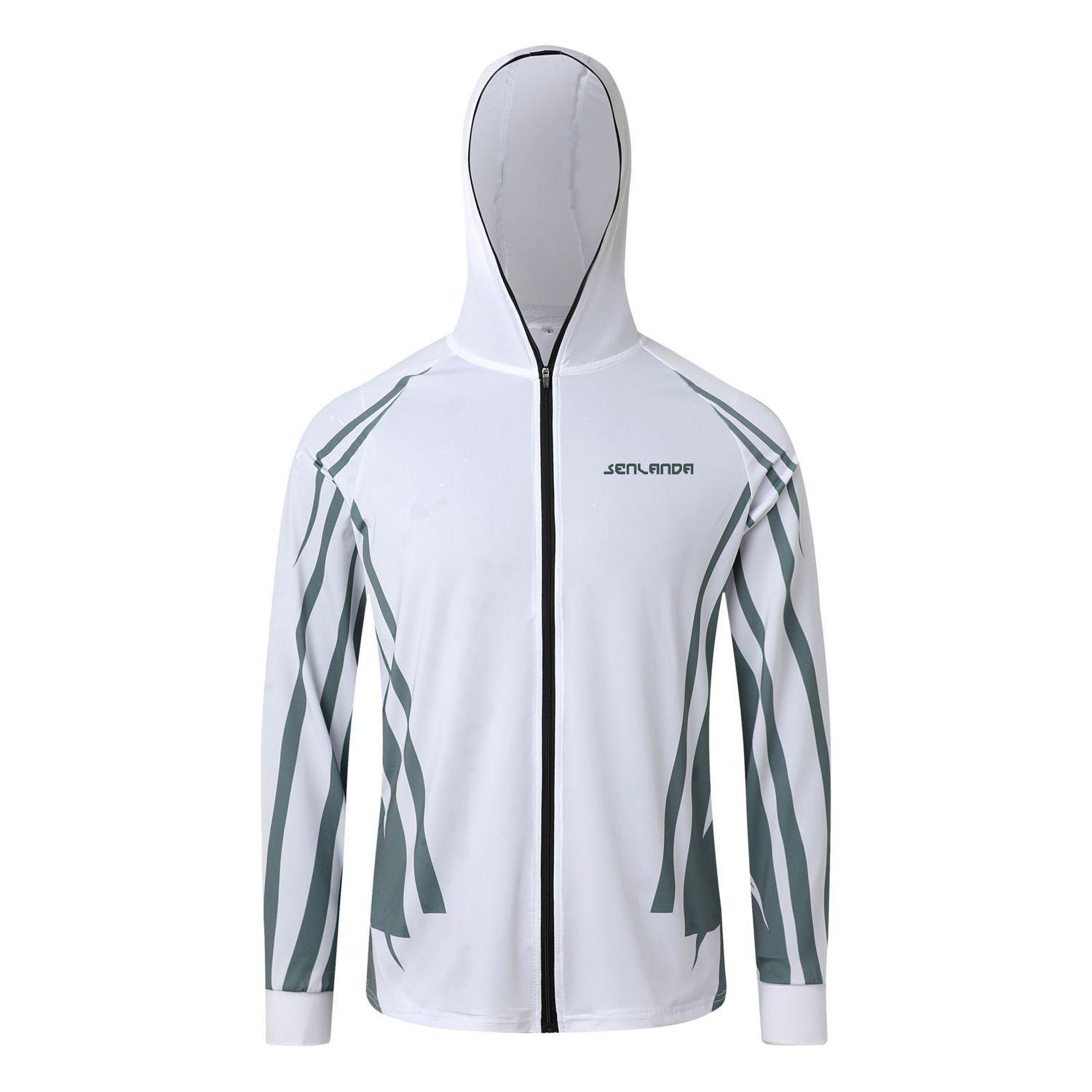 New ice silk sunscreen set summer fishing ultraviolet outdoor breathable clothing anti-long sleeve fishing men s quick drying S