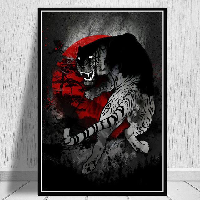Bonsa Bushido Samurai Kanji Tinte Japanische Ninja Poster und Drucke Wandkunst Leinwand Bilder Malerei Ästhetische Raumdekoration Obrazy