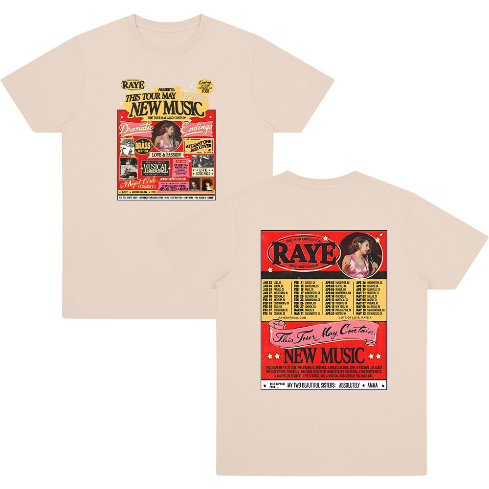 Raye Tour 2026 Grafická trička Dámská Pánská Móda Tričko s krátkým rukávem Ležérní Měkká Bavlna Letní Trendy Design Streetwear Y2K