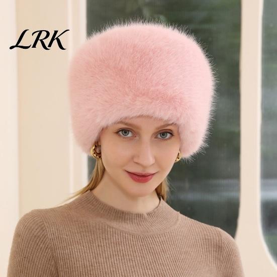 Soft Polyester Hat Women Fuzzy Brimless Hat, Warm Faux Fur Solid Color Elastic Thermal Ushanka Plush Winter Fluffy Bucket for Cold Weather Stylish