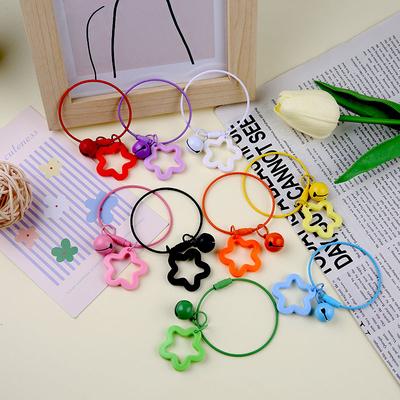 Portachiavi Creativi Anello Apribile Fibbia Ciondolo Stella Vuoto Portachiavi Colorato Per Creazione Gioielli Fai da Te Accessori Portachiavi