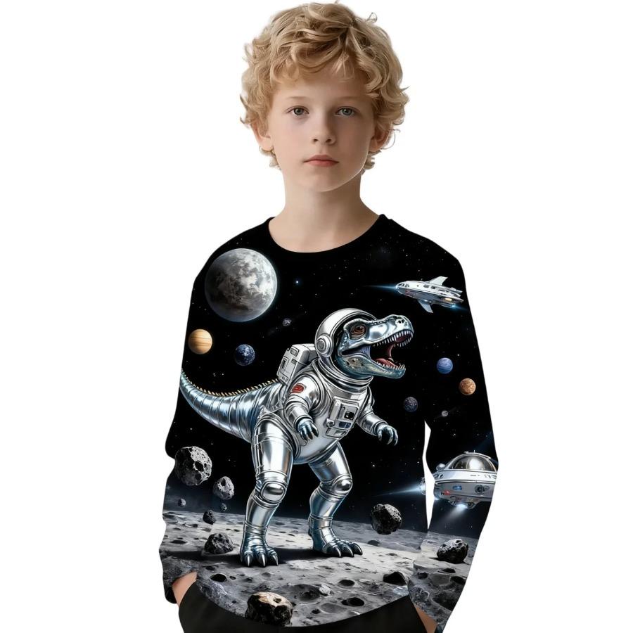 Kids Boys T-Shirt Cool Space Suit Dinosaur T Shirt Boy Clothes Summer Short Sleeve Tee Shirts Fashion Children's Clothing Tops