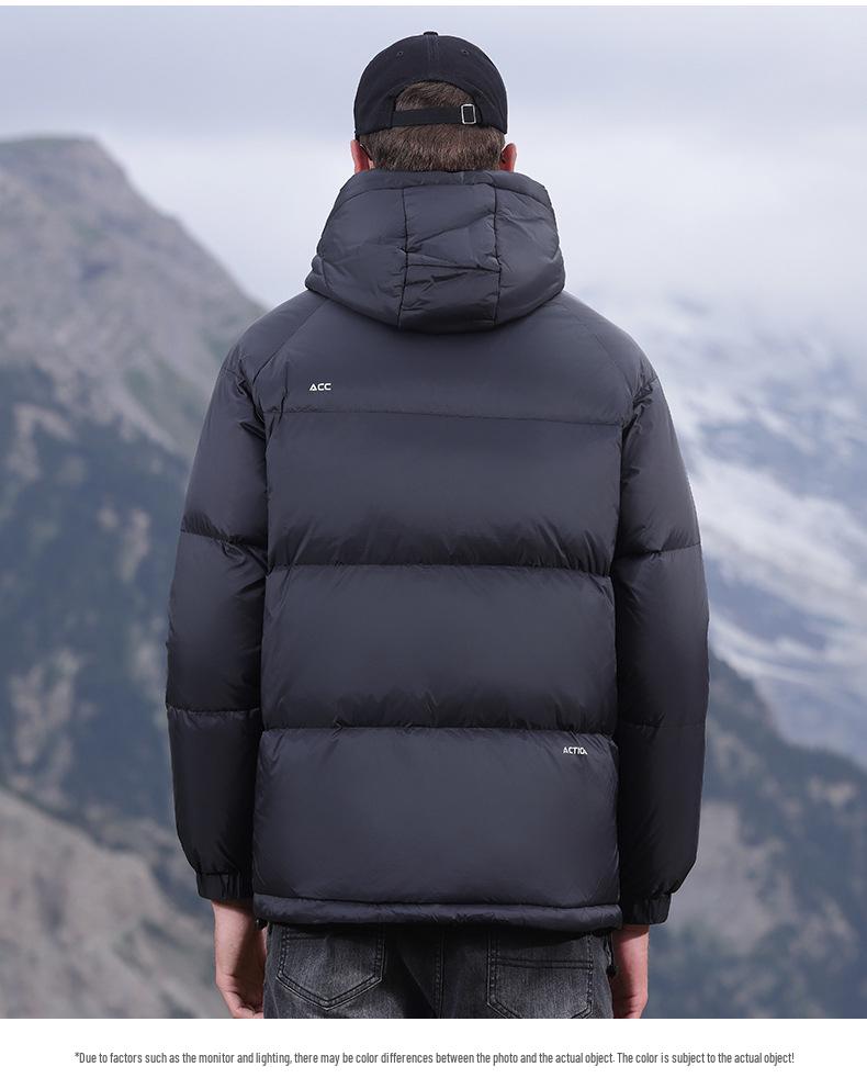 Men's Hooded Down Jacket - Winter 2025 Fashion: Short, Thick, High Loft, Warm Puffer Coat