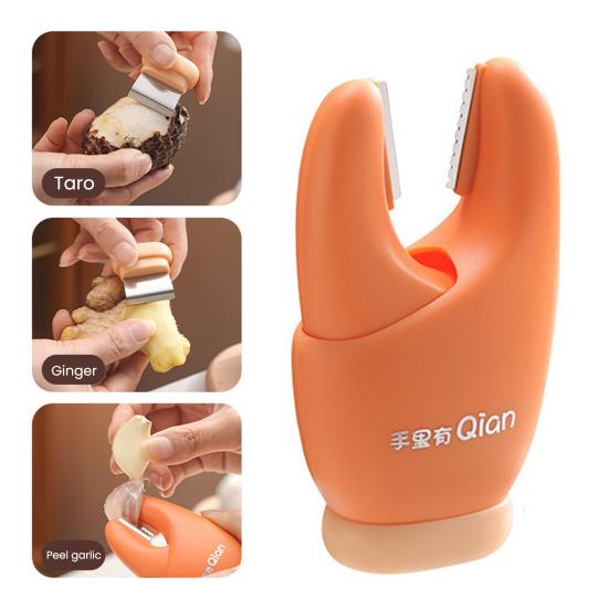 2-in-1 Crab Claw Garlic Peeler Grater Ergonomic Kitchen Tool with Magnetic Holder Stainless Steel Blades Quick Garlic Skin Remover Tool for Home