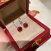 Light Luxury Dazzling Vintage Fashion Diamond Inlay Ruby Earrings for Women Exquisite   Earrings Buckle Banquet Jewelry