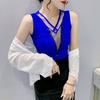 Temperament V-neck Tank Top Women's Fashionable Hot Diamond Mesh Sleeveless T-shirt Women's Western-style Base Top