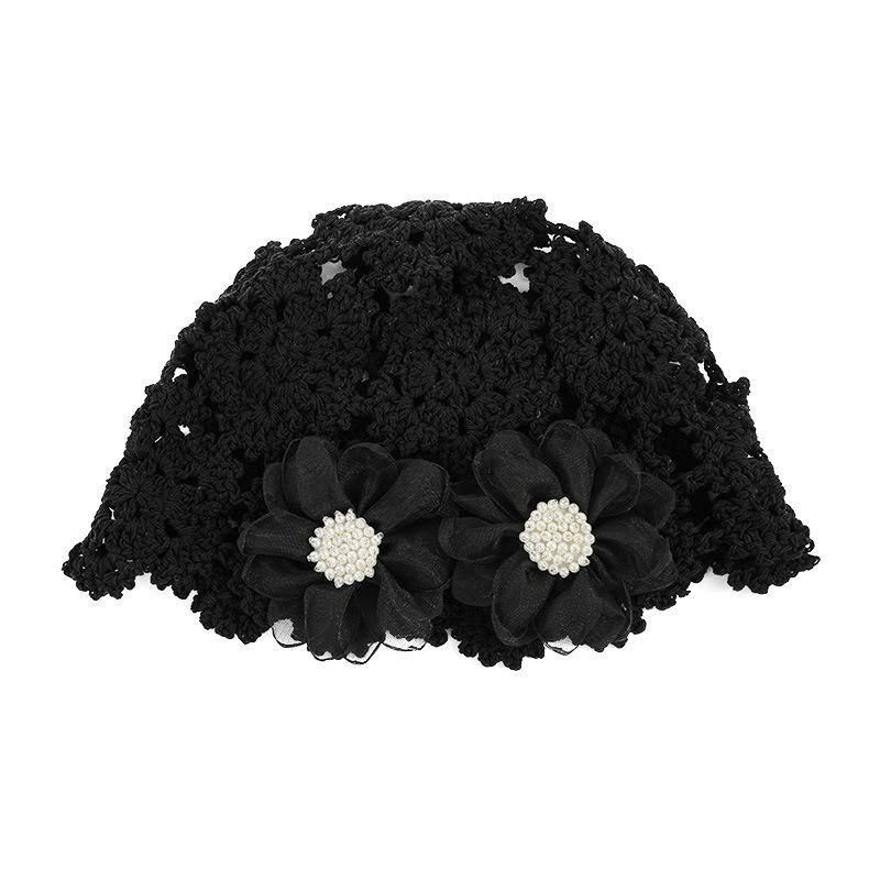 Fashion Sweet Flower Hollow Bag Hat Women's Spring and Autumn Handwoven Crochet Flower Headscarf Hat Vacation Retro Knitted Hat