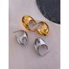 Yhpup Fashion Glossy Smooth Stainless Steel Geometric Hollow Huggie Earrings Gold Silver Color Waterproof Minimalist Jewelry
