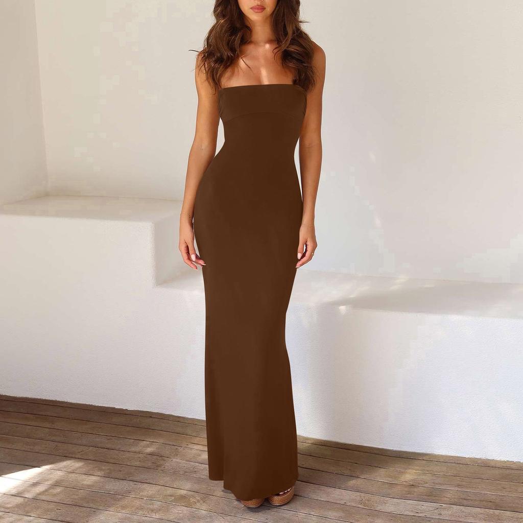 Women's Fashion Casual Summer Color Backless Sleeveless Slim Fit Suspender Dress