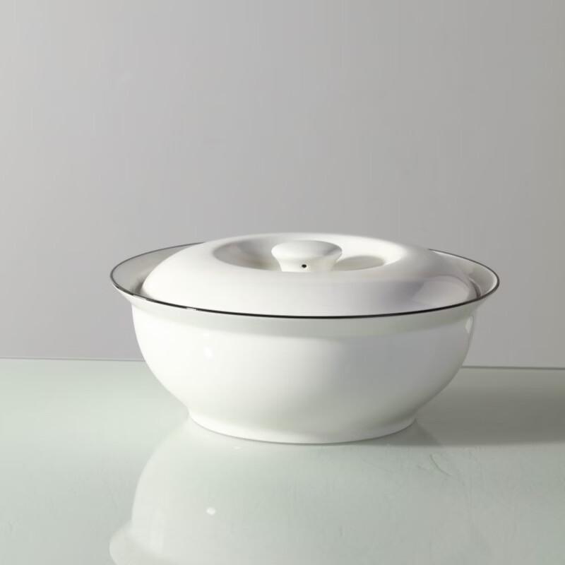 Haoya 9-inch Ceramic Soup Bowl with Underglaze Black Line