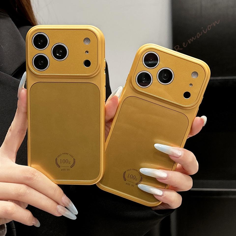 Tempered Glass Magnetic Gold Phone Case For For Iphone 17 Air 11 12 13 14 1 16 Pro Max Big Window Protector Cover