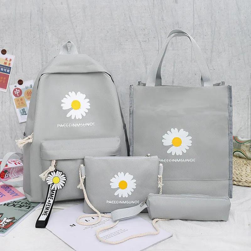 4Pcs Schoolbag Female Backpack Primary School Junior High School Travel Backpacks for School Bag Popular Black Backpack Girls