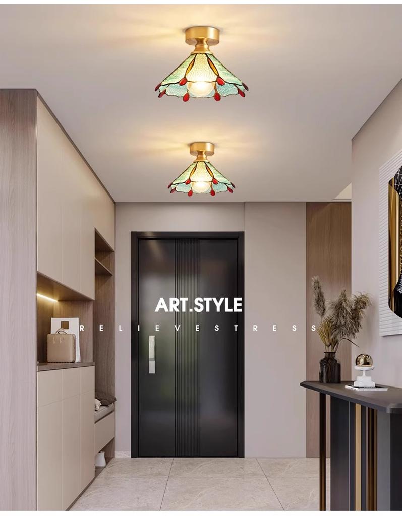 Tiffany Pendant Lights Vintage Stained Glass Led Hanging Lamp for Living Room Home Decor Bedroom Retro Bar Suspension Luminaire