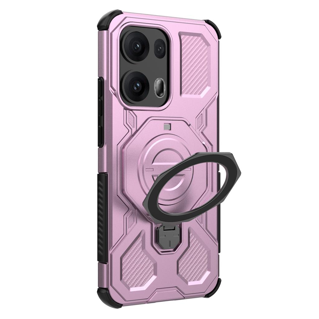 For Oppo Reno13 Pro 5G Magnetic Case Rotating Metal Kickstand PC+TPU Phone Back Cover