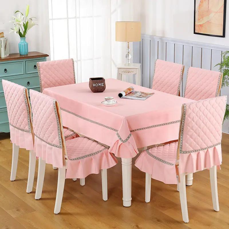 Cotton And Linen Stain Resistant Tablecloth Dining Chair Cover Tablecloth Set Rectangular Table Cloth Stool Anti Slip Seat Mat