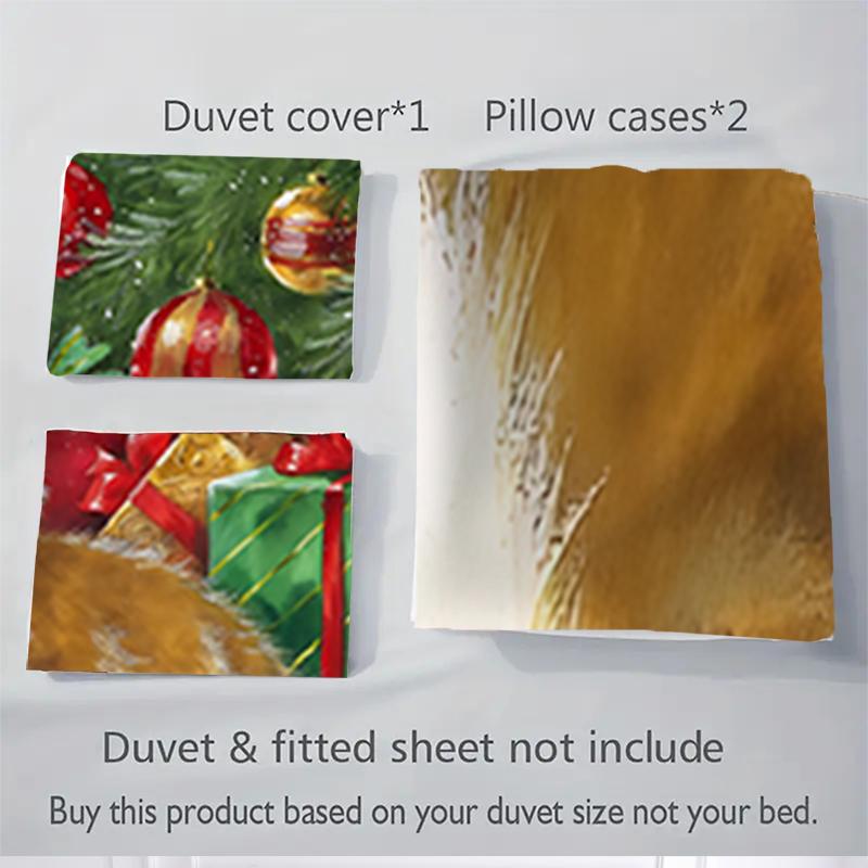 3Pcs Christmas Puppies Presents Bedding Sets For All Sizes New 3D Printed Bed Cover Comforter Duvet Cover Pillowcase Bedroom Decoration