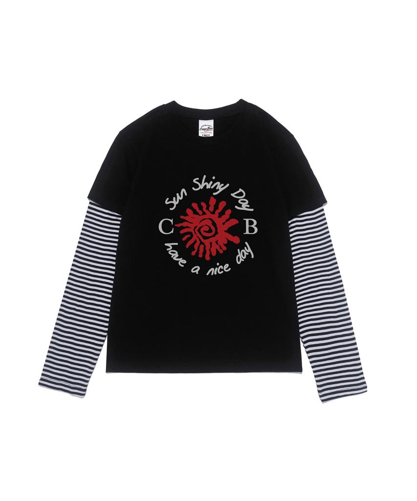 CARGOBROS FOR WOMAN Sunshine Day Layered Long Sleeve T-Shirt (Black/White)
