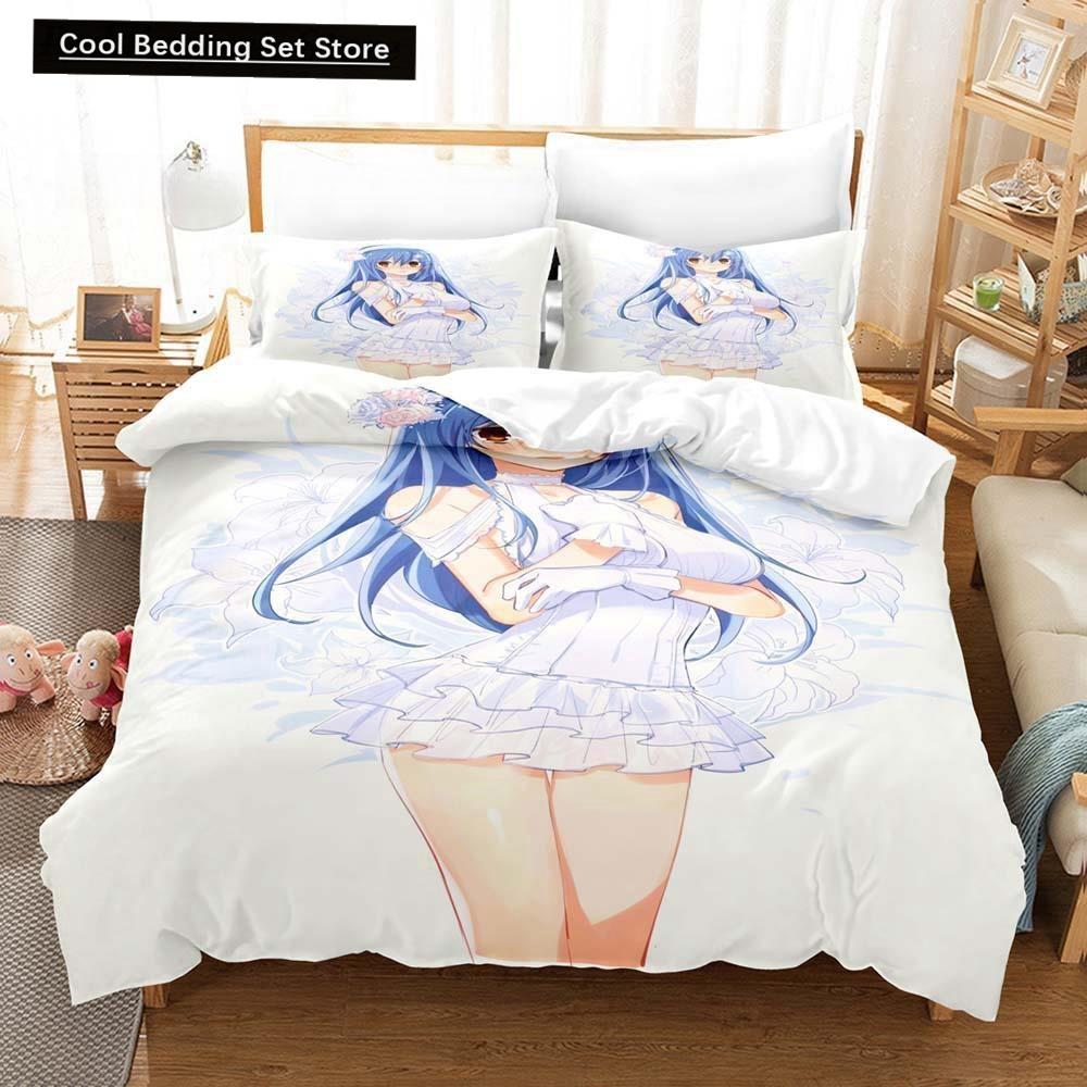 3D Anime Kawaii Girls Date A Live IV Bedding Set Single Twin Full Queen King Size Bed Set Adult Kid Bedroom Duvetcover Sets
