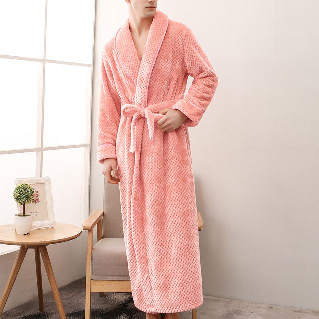 Peignoir à manches longues en polaire corail, vêtements de maison, flanelle épaisse, vêtements de nuit pour couple, gris, automne hiver, vêtements de détente amples