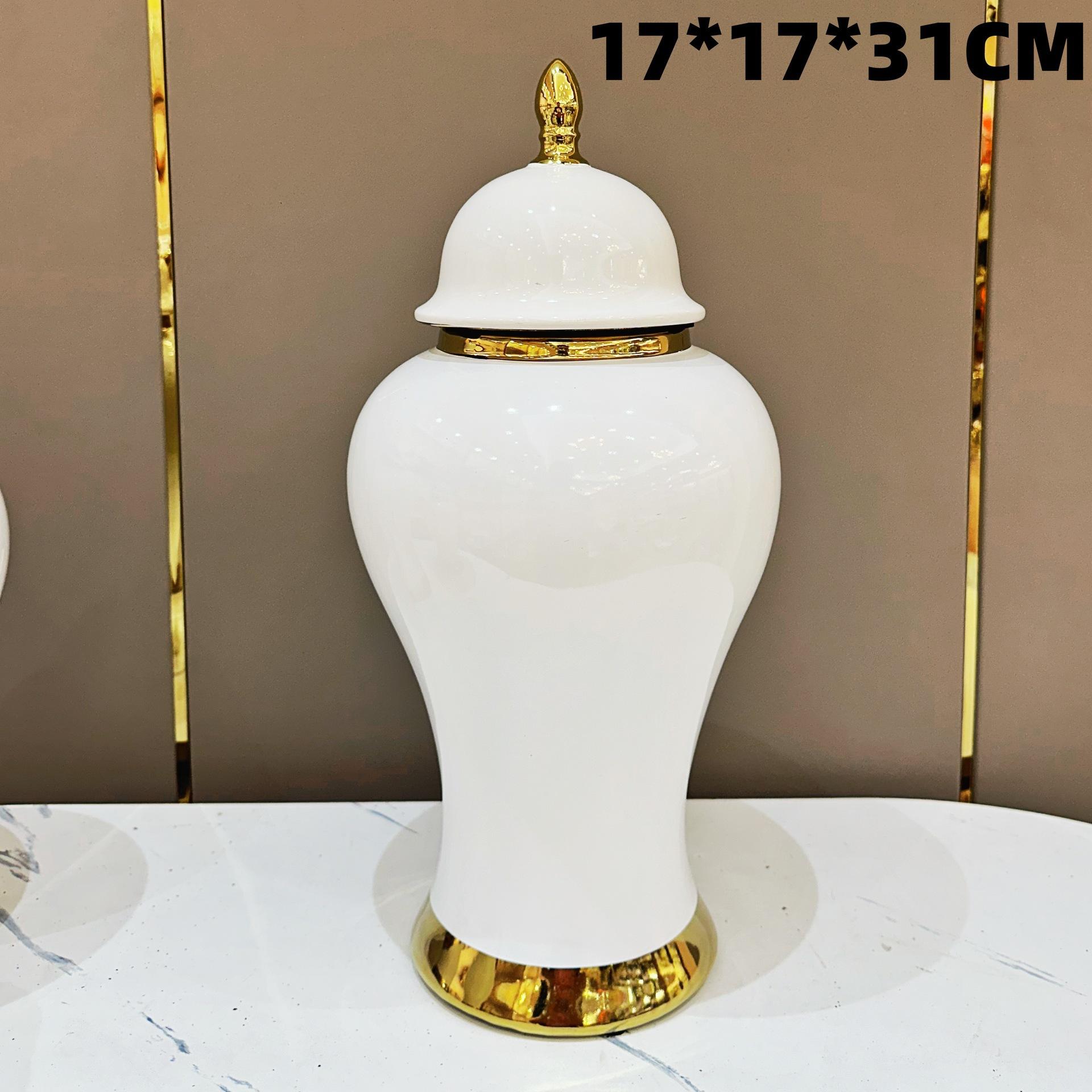 Креативная ваза керамическая общая банка легкая роскошь гальваническая ваза белая золотая кайма банка для хранения и хранения украшение для дома