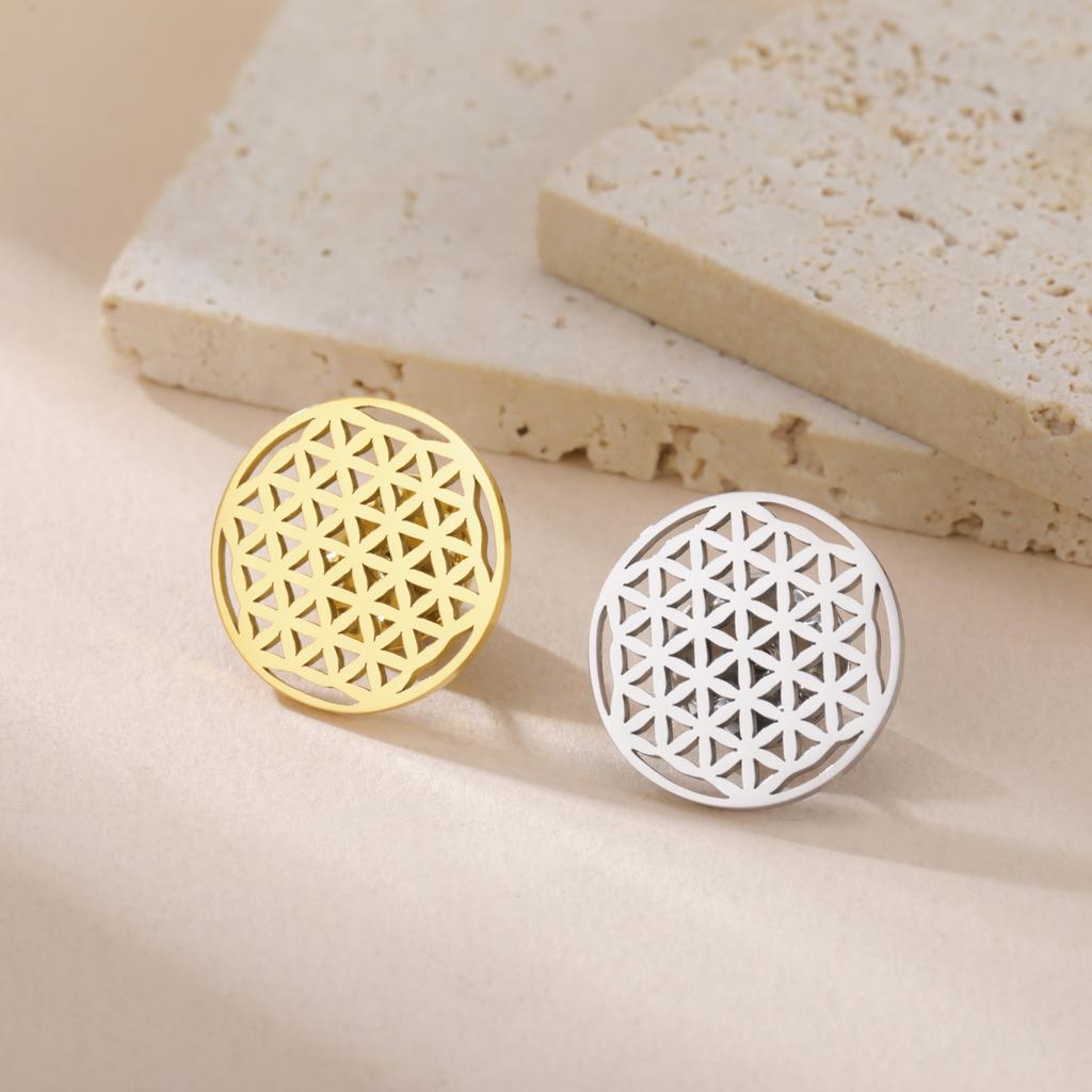 Flower of Life Brooch Pins for Women Men Stainless Steel Geometric Suit Collar Badges Jewelry Wholesale Mother's Day Amulet Gift