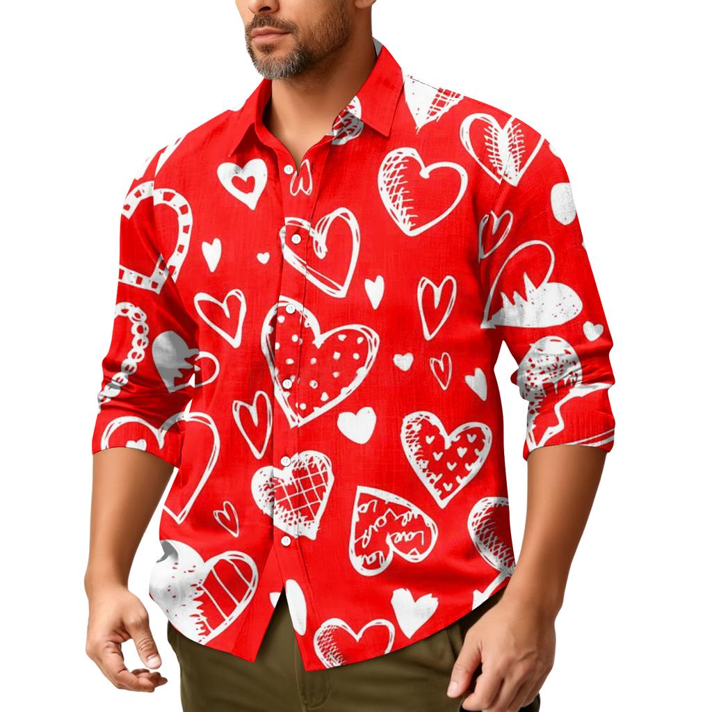 Camicia casual da uomo a maniche lunghe, ampia e alla moda, con risvolto