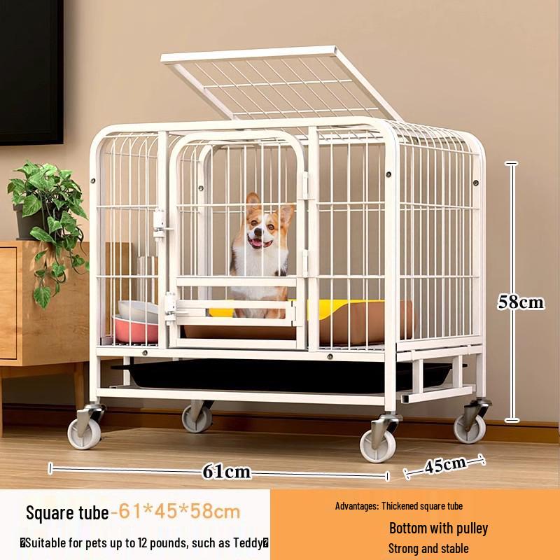 Medium & Large Dog Indoor Kennel with Full Square Tube Design and Built-in Toilet