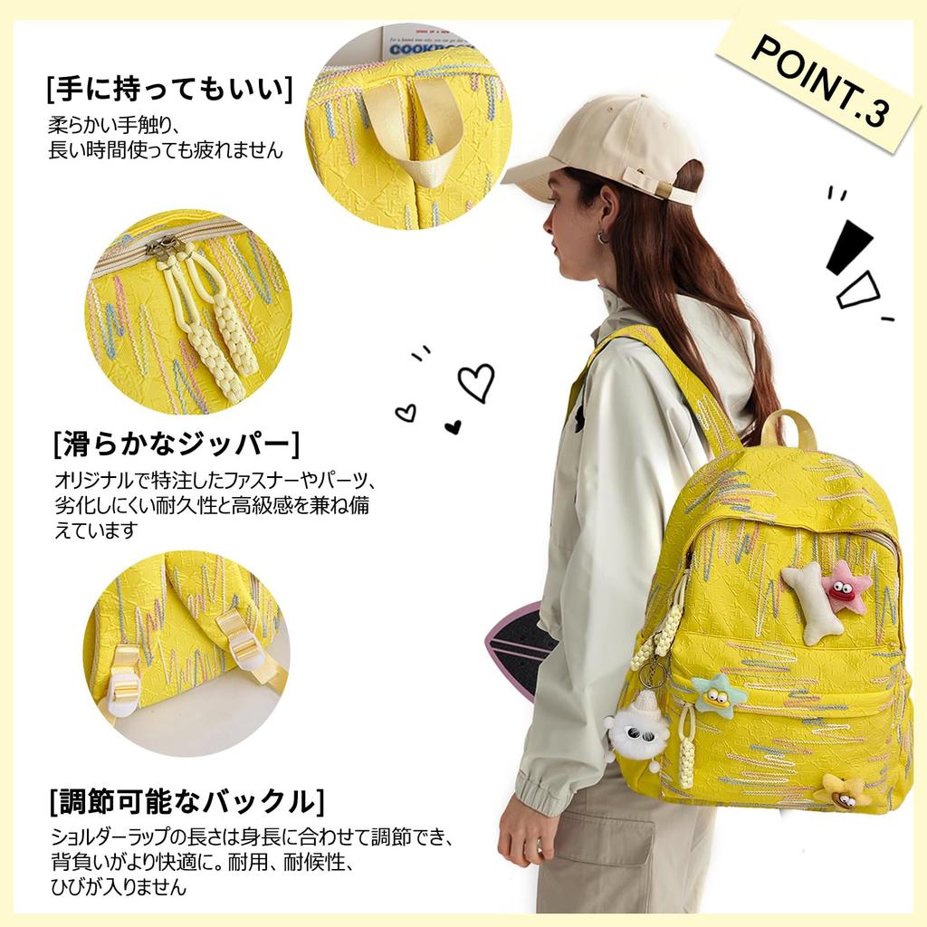 FANDARE Women's Backpack, High School Backpack, A4 Capacity, Lightweight, with Cute Badge, Popular and Stylish, School Bag for Girls and Junior High