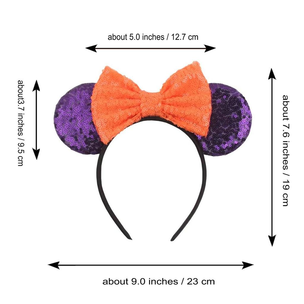 Classic Halloween Colors Mouse Ears Headband Festival Sequin Bow Hairband Party Cosplay Hair Accessories For Girls Children