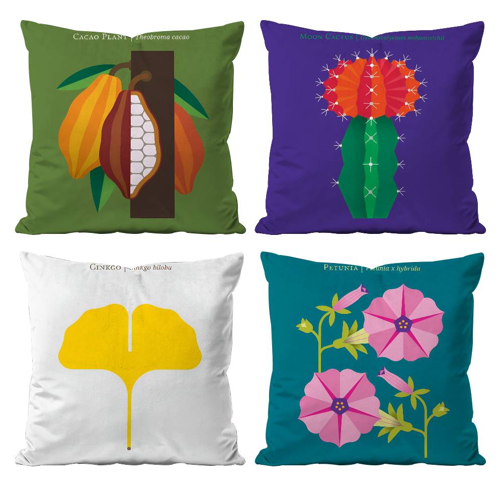 Simple Flower Art Pillow Case Anti-dustmite Pillowcase Invisible Zipper Silky Short Plush Sofa Cushion Cover