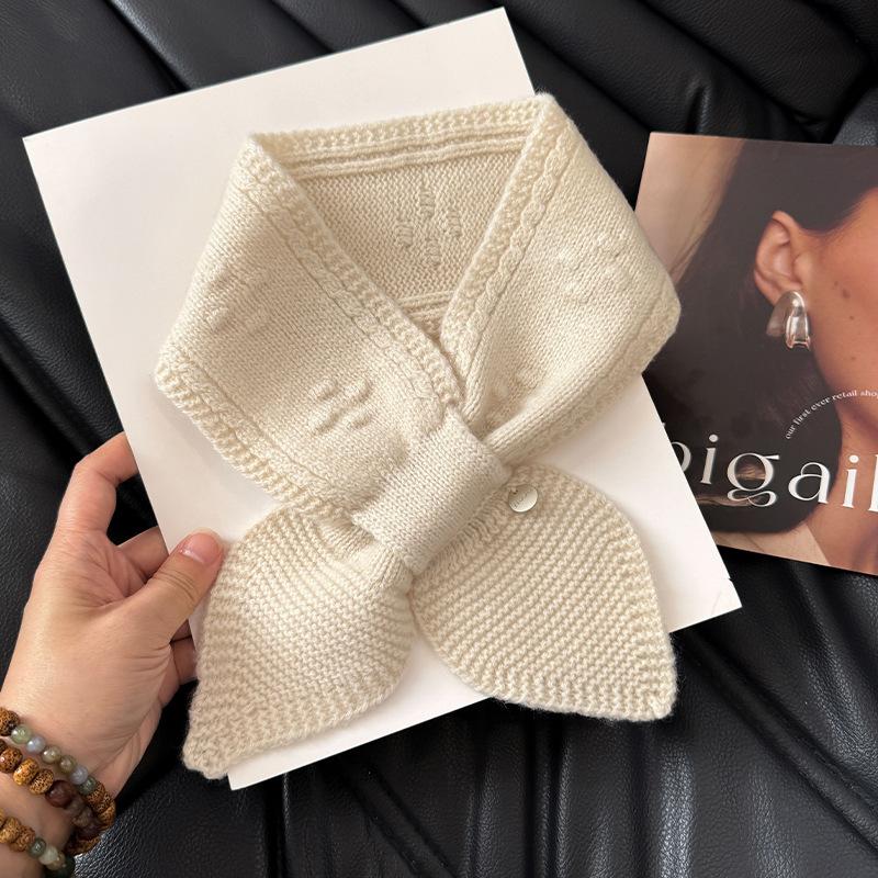 The Cross Knitted Small Scarf Is A New Korean Style for Women's Autumn and Winter. It's Versatile  Warm and Protects The Neck