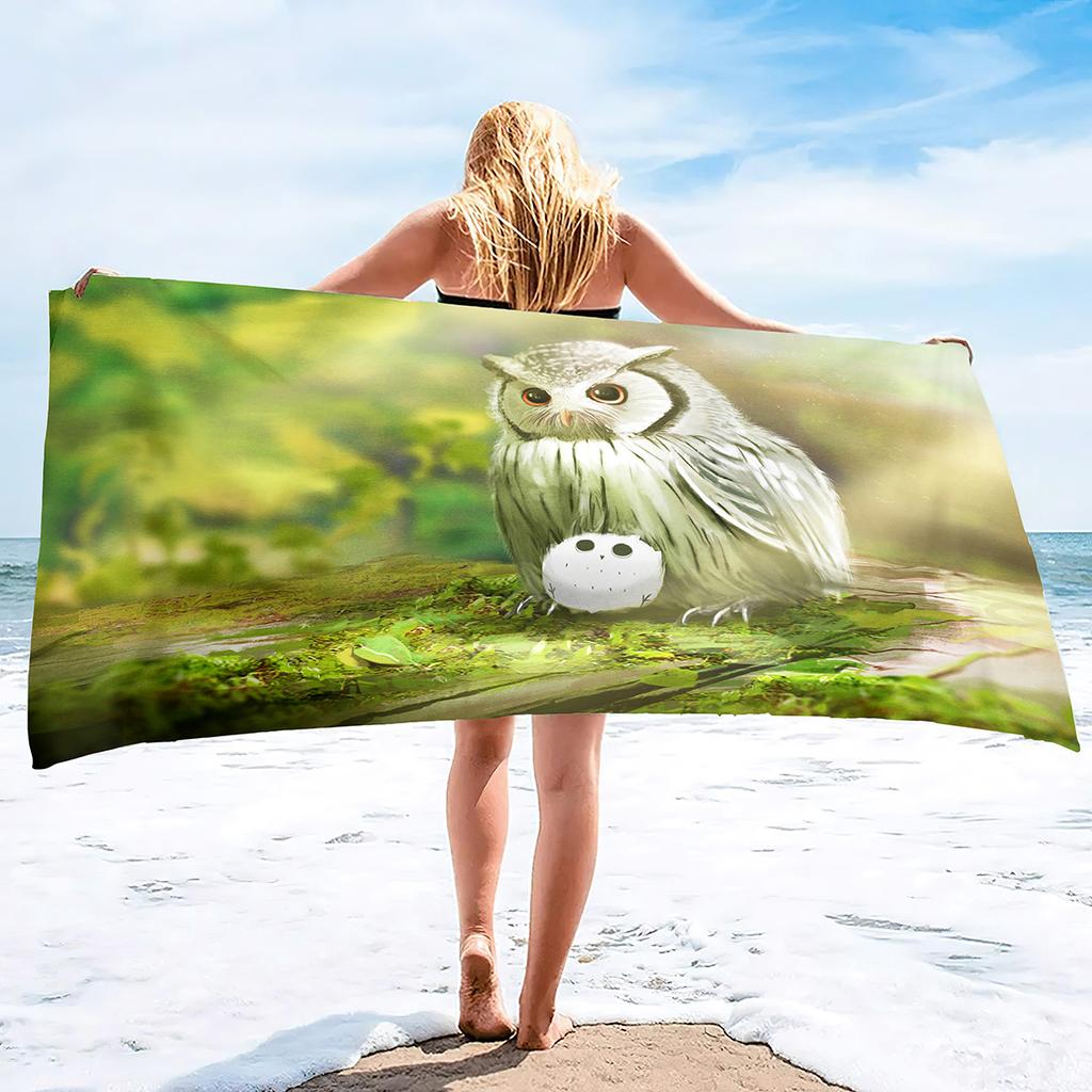 Cartoon Owl Series Seaside Vacation Beach Towel Swimming Bath Towel Microfiber Sports Towel
