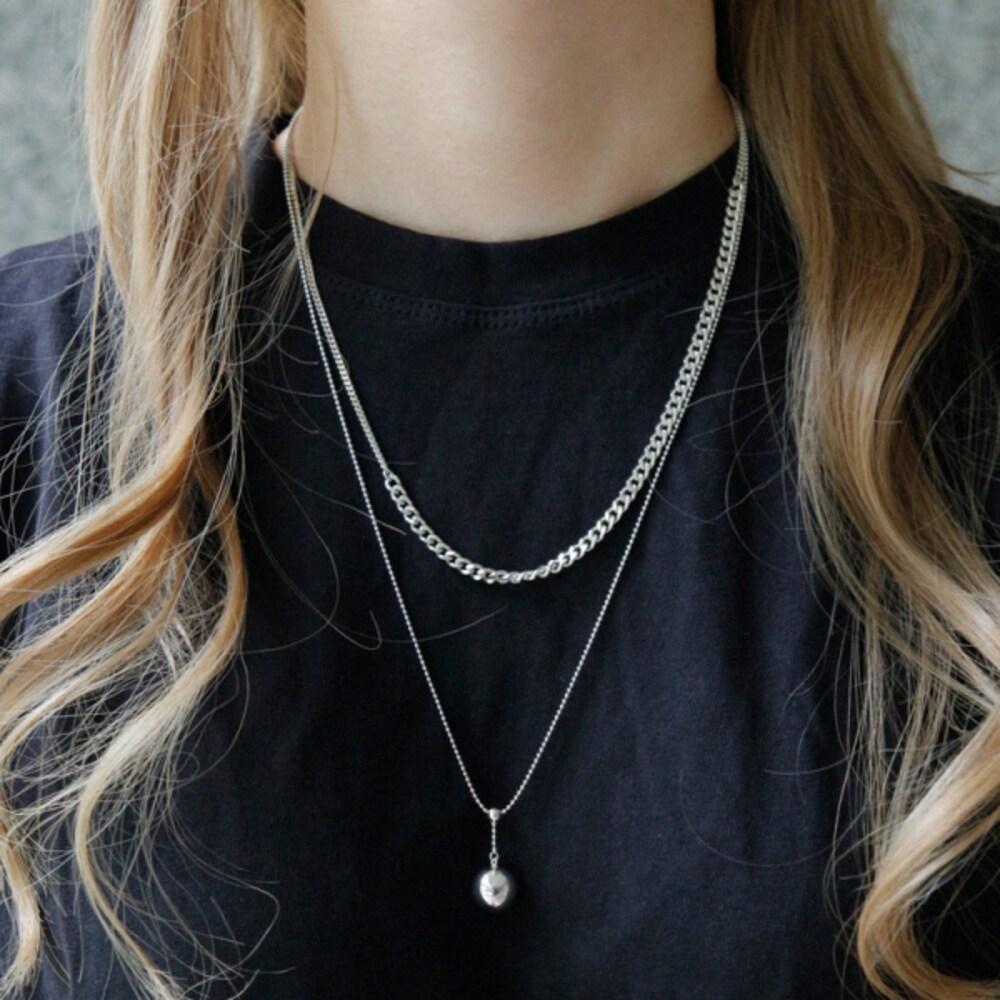 Bydaisy Y-shaped silver ball long necklace Bn0510