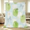 Lightweight Flannel Throw Blanket, Fresh Green Apple Design, Soft & Warm Cozy Cover for Home, Halloween & Christmas Use.