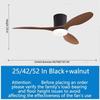 25/42/52in Household Stepless Dimming LED Lighting Fan DC Motor Silent Fan Lamp Smart Electric Ceiling Fan Light