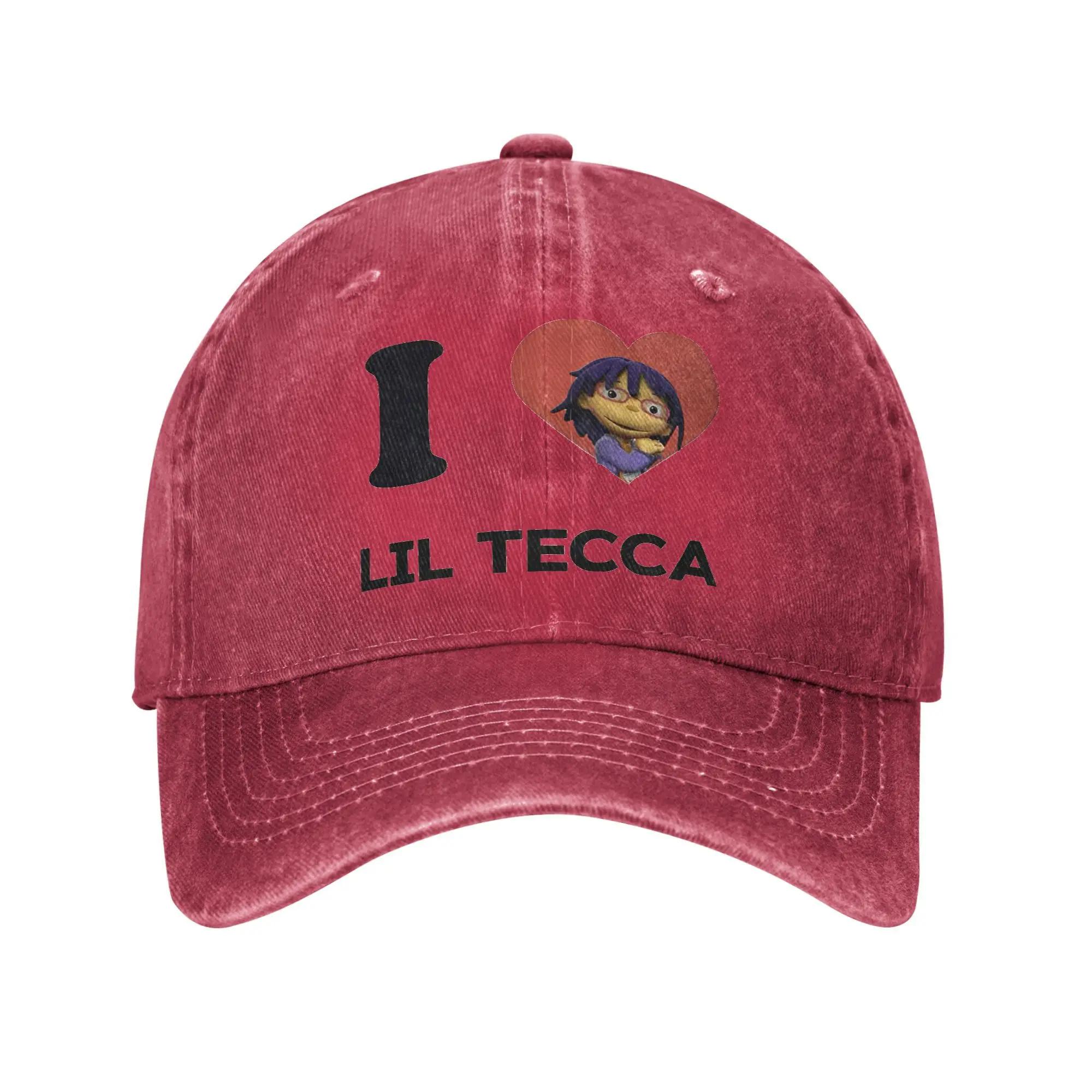 

I Love Lil Tecca Sun Baseball Cap Fitted Retro UnisexTeens Washed Hip Hop Hats Breathable Print Kpop Rock Baseball Caps One Size