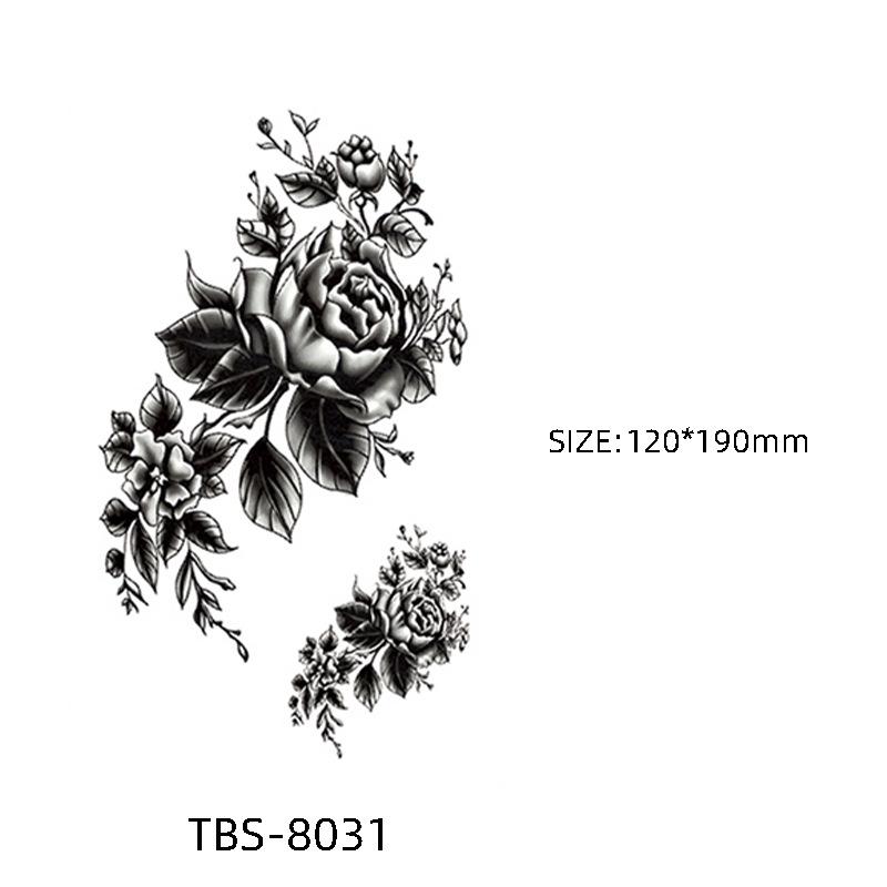

Водонепроницаемые полуперманентные черно-белые наклейки-татуировки с тотемными цветами 120*190mm