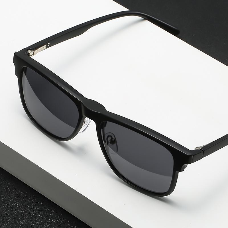 Black Semi-Metallic Clip-On Prescription Glasses with Polarized Grey Sunglasses