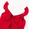 Early spring new French retro elegant slim-fit red printed fungus edge slim-fit suspender dress long dress