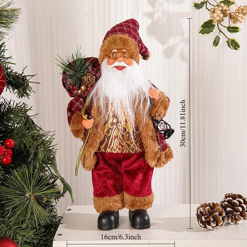 

Standing Pose Santa Claus Doll Christmas Decoration Supplies Creative Christmas Backpack Elderly Doll Ornaments