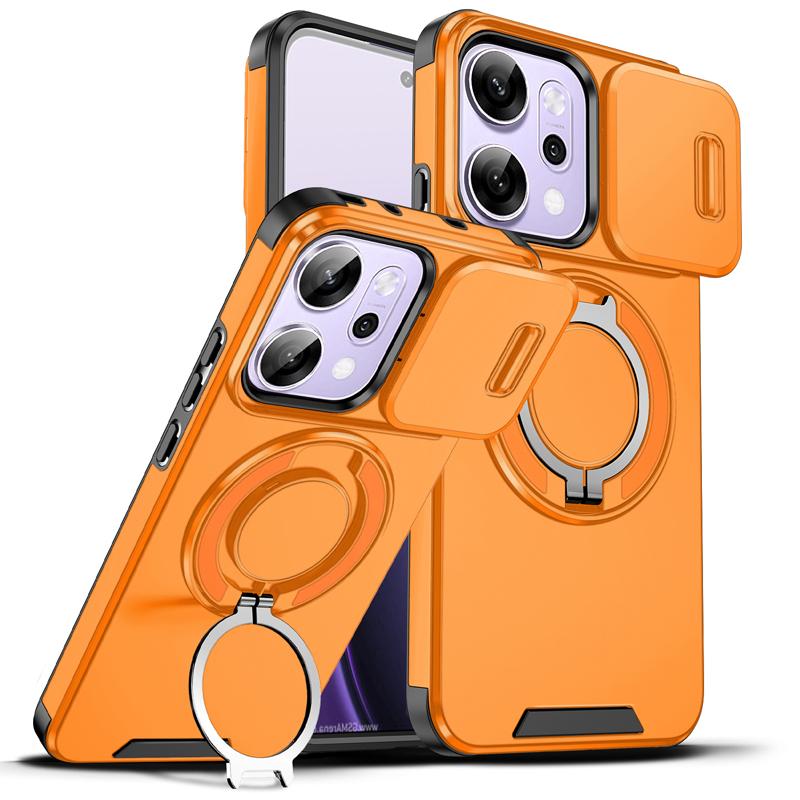 For OPPO Reno 14 14 Pro 14F Case Heavy Duty PC+TPU Ring Car Mount Magnetic Stand Slide Camera Cover for Reno14