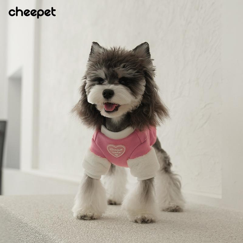 Hundekleidung Herbst und Winter süßer Wind bedrucktes Plüsch Blase Ärmel Unterhemd Schnauzer Malteser Kleidung