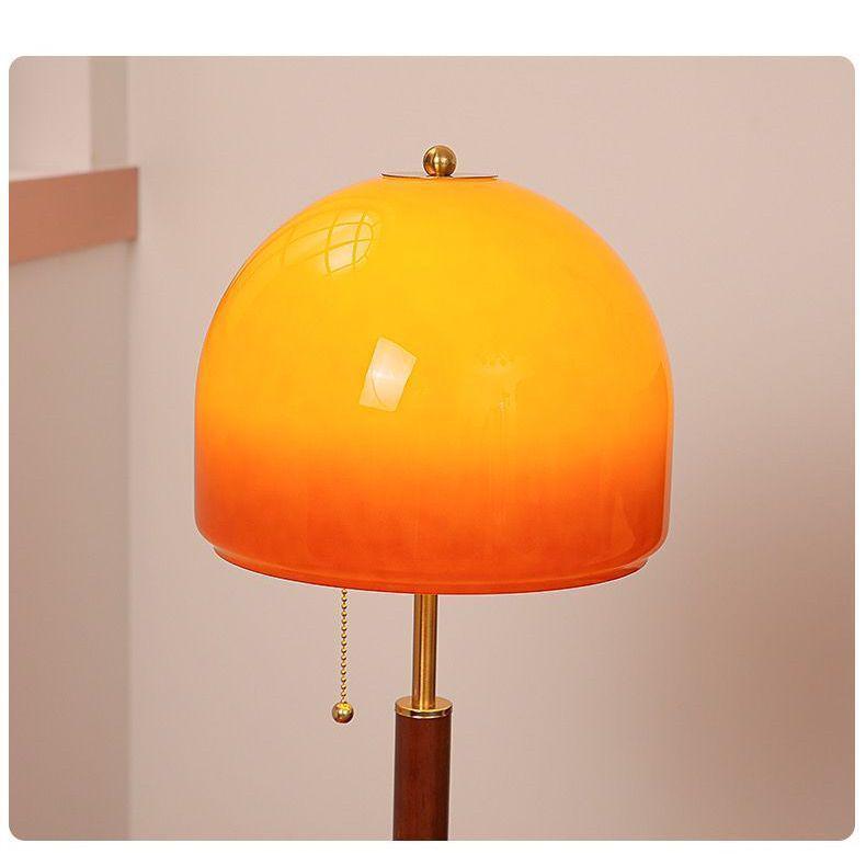 Mid-Century American Walnut Glass Table Lamp - Retro Decorative Bedroom & Study Light
