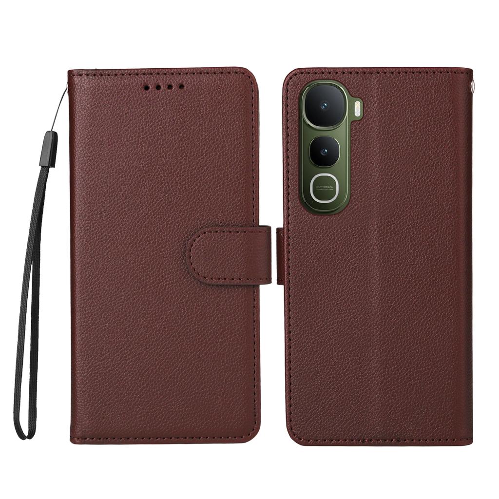 For Vivo Y400 5G Case RFID Blocking 3 Card Slots PU Leather Phone Cover with Wrist Strap