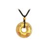 Chinese-Style Gold-Plated Peace Buckle Pendant Necklace with Rhinestones & Black Cord