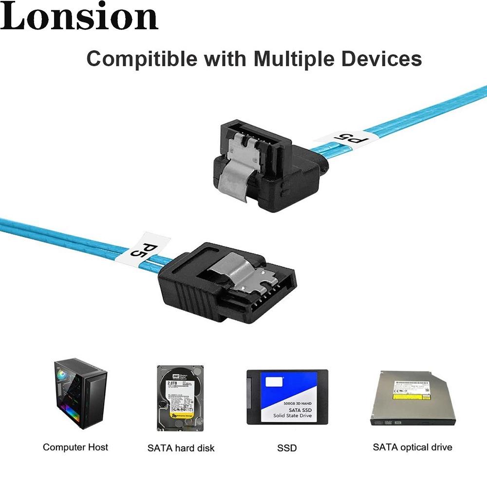 

6x 180° to 6x 90° SATA 7-Pin Female SSD High-Speed Internal Connection Cables 0.5m чорний