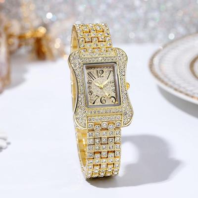 Orologio da polso da donna di lusso con bracciale interamente in diamanti al quarzo