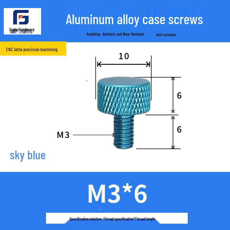 Knurled Aluminum Alloy Hand-Tightening Knob - M3M4M5M6M8 Sizes.