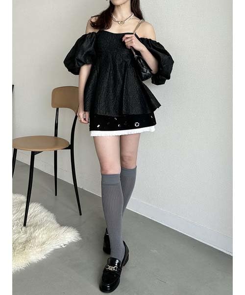 Lily Brown Flower Jewel Mini Skirt LWFS251801BLK0