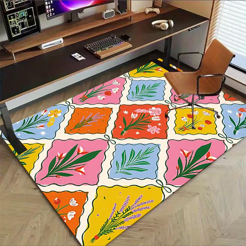 1pc Floral Pattern Area Rug Soft Flannel Floor Mat for Living Room, Bedroom and Carpet, Sofa Coffee Table Floor Mat, Decorative Rug q32
